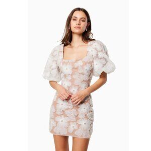 Elliatt The New Bride Bellamy Embellished Mesh Minidress in White SzM RRP440